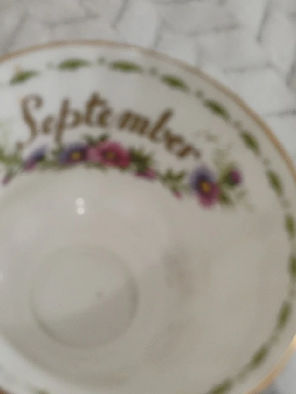September Floral Bone China Teacup — Pink Daisy Design